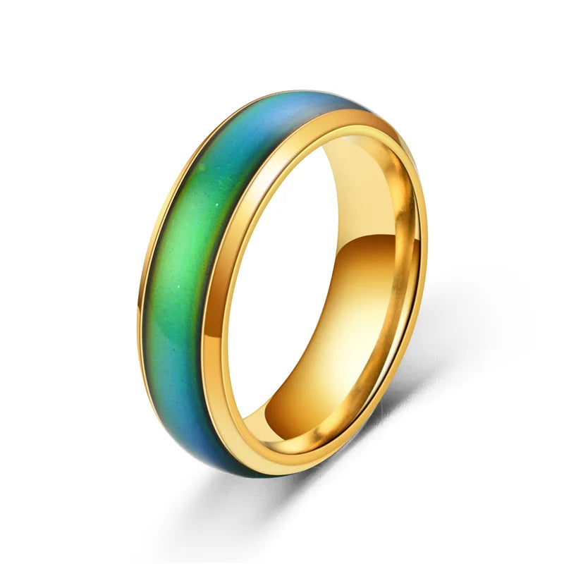 1 stücke Edelstahl Stimmung Ring Ändern Farbe Ringe Emotion Gefühl Temperatur Ring für Frauen Männer Paare Ringe Mode Schmuck