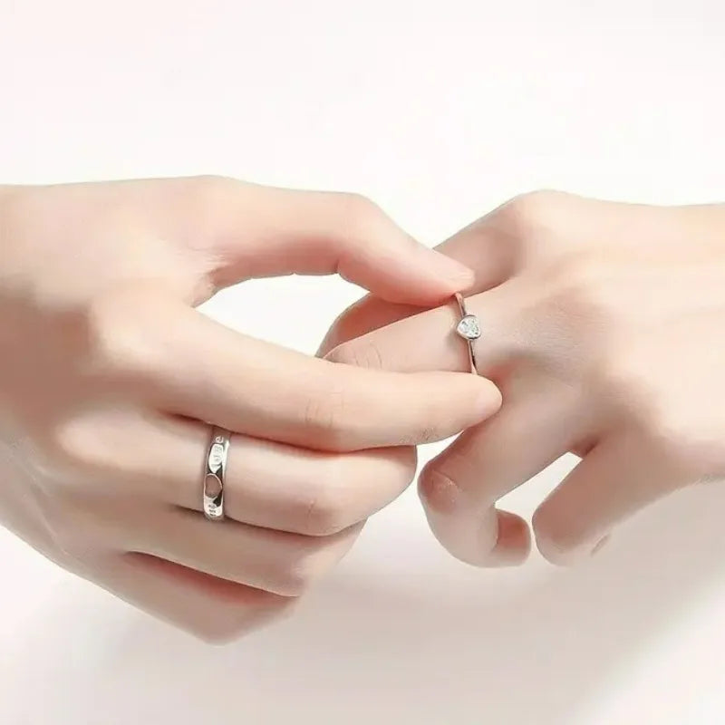 2 Teile/sätze Zirkon Liebe Herz Passenden Paar Ringe Für Immer Endlose Liebe Hochzeit Ring Für Frauen Männer Liebhaber Valentinstag schmuck