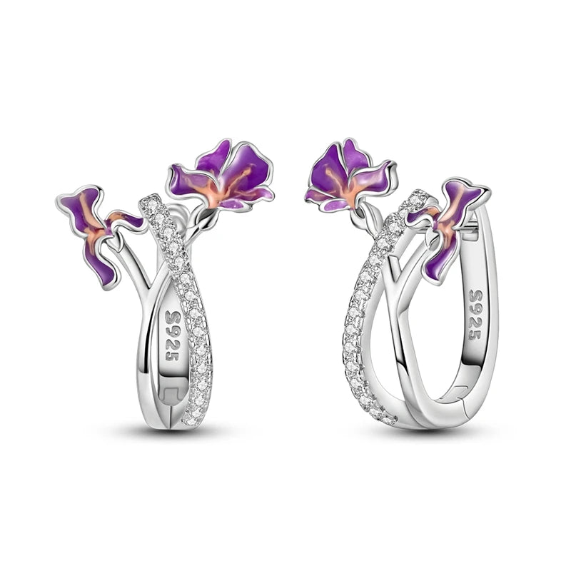 2025 neue 925 Sterling Silber Creolen Blumen Zirkon Tropfen Ohrringe Stud Für Frau Feine Geburtstag Hochzeit Schmuck Geschenke