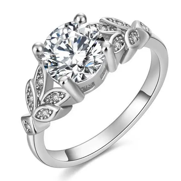 Exquisite Mode Silber Farbe Verlobungsringe für Frauen Mode Weiß Zirkon Steine Ring Jahrestag Braut Hochzeit Schmuck