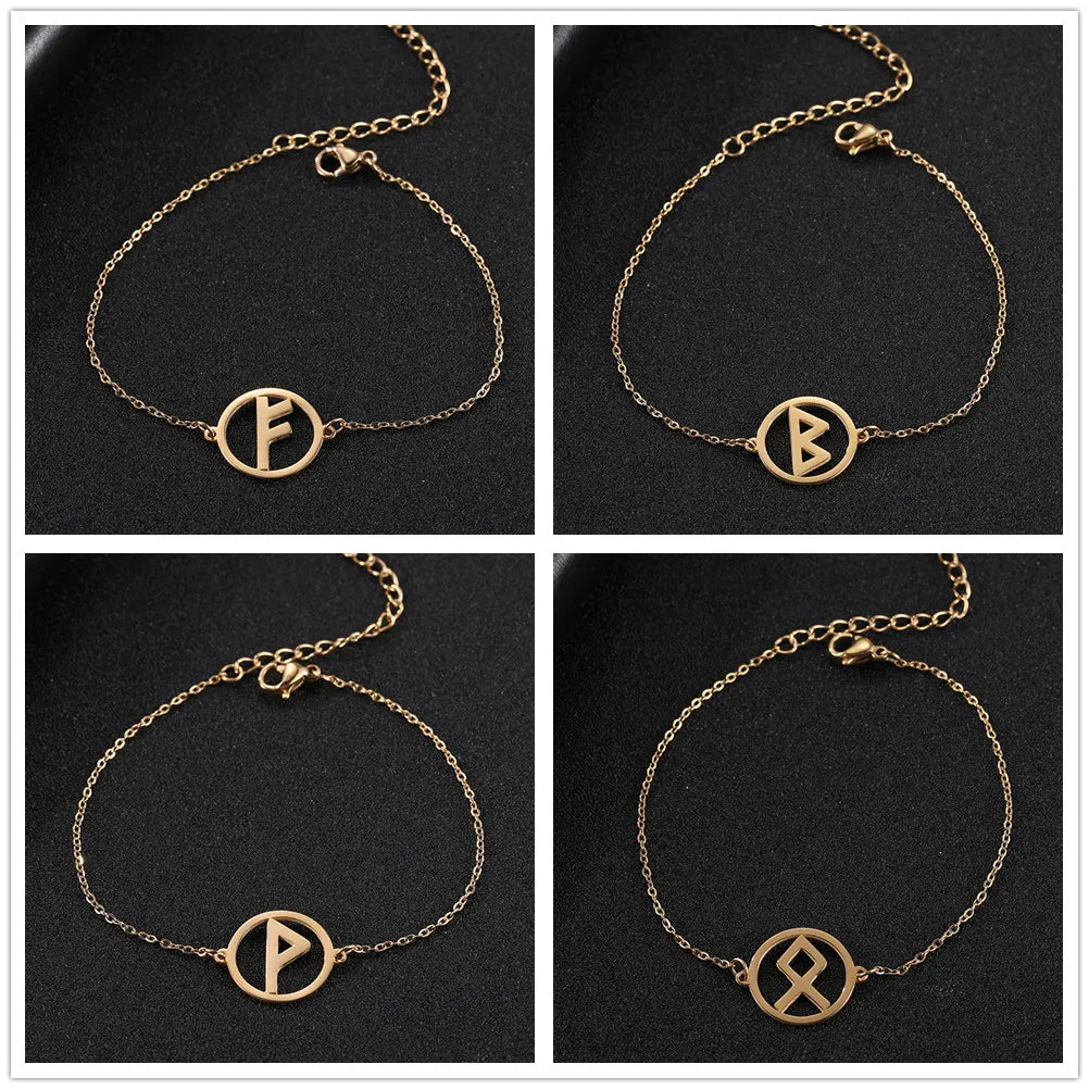Likgreat 24 Wikinger-Runen-Charm-Armband, Edelstahl, für Damen und Herren, Schmuck, nordischer alter Schutzpatron, Odin-Amulett, Geschenk, 2023, Neu