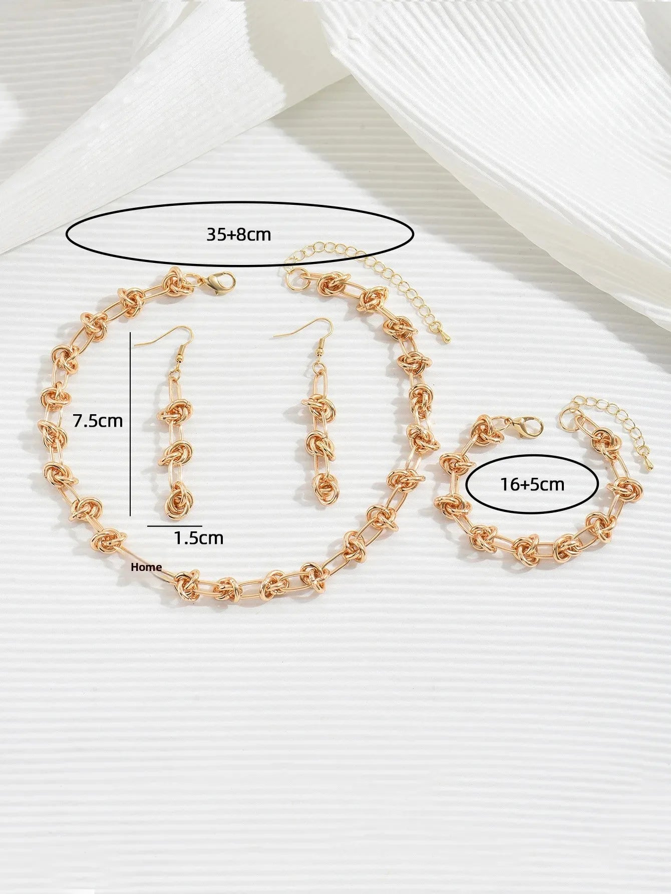 Metallseil Knoten Kette Halskette Halsband Armband und Ohrring Set Schmuckzubehör Chinesische Marke Keine (AE-Lager) Herkunft