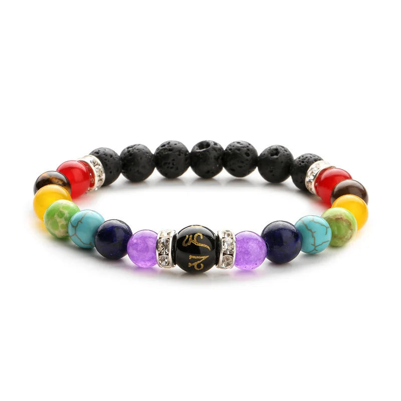 2 Stück 7 Chakra-Armband mit Bedeutungskarte für Männer und Frauen, natürlicher Kristall, heilender Angst, Schmuck, Mandala, Yoga-Armband, Geschenk
