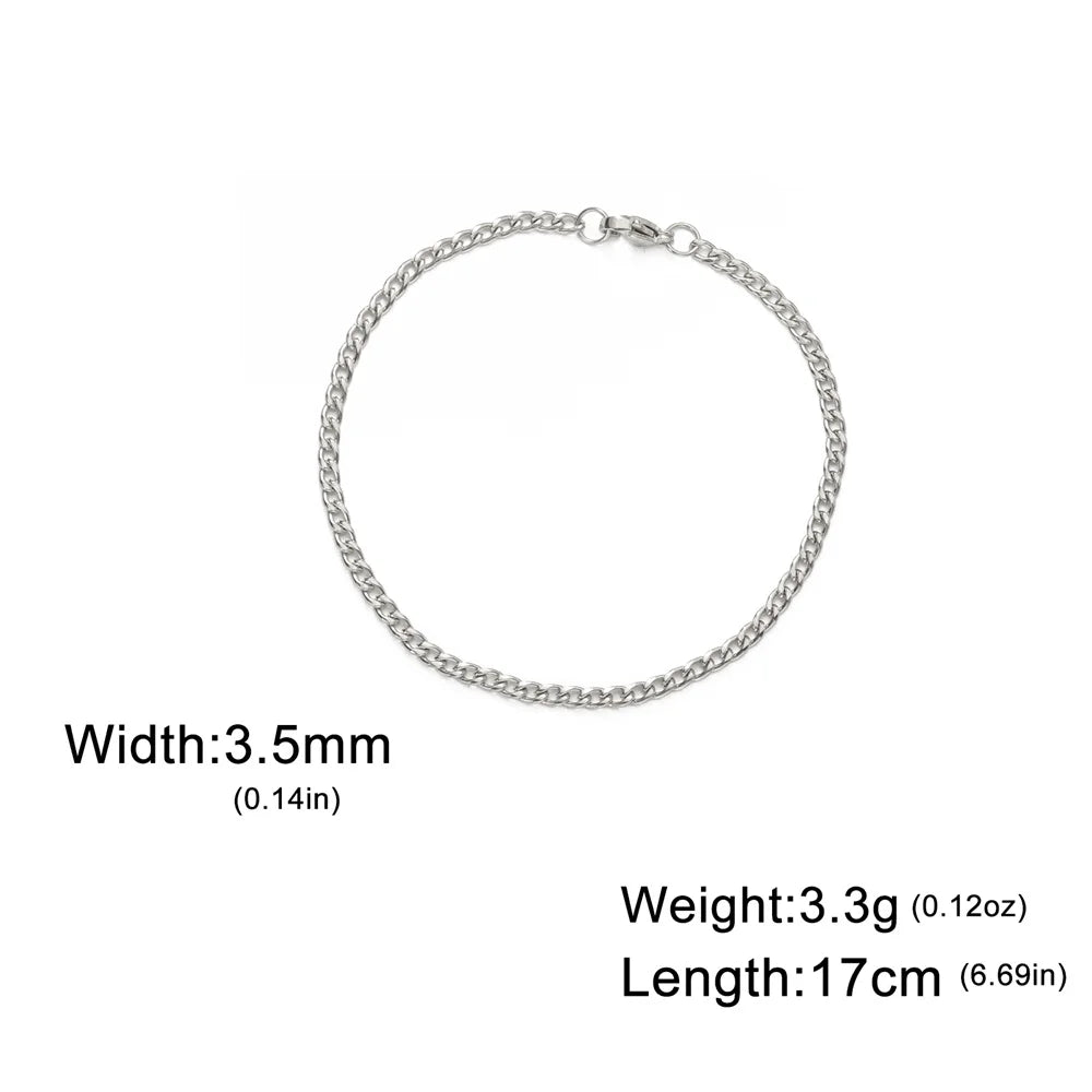My Shape Mode kubanische Kette Männer Armband Edelstahl 3//9mm Breite Kette Armbänder Figaro Kette Junge Handgelenk Schmuck Paar