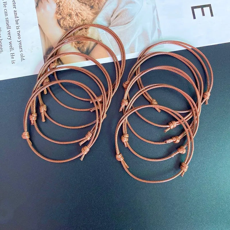 10 teile/lose Einstellbare Wachs Seil Fußkettchen für Frauen Männer Schwarz Rot Weiß Bunte Mode Fuß Armband Großhandel Schmuck Dropshippin
