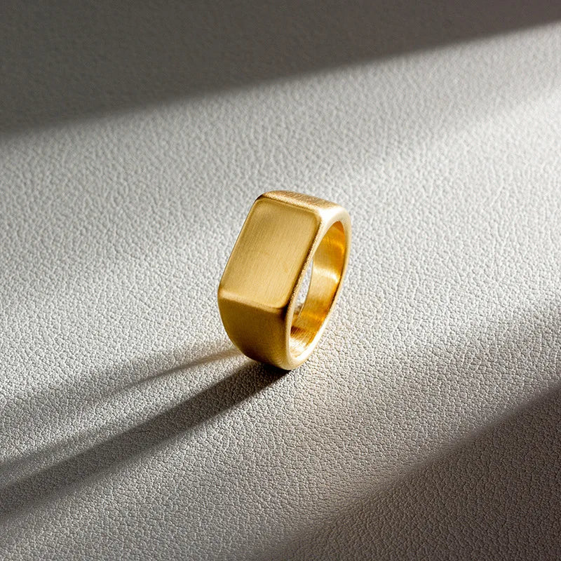 HNSP 316L Edelstahlring für Männer 2024, glatte rechteckige Dichtungsringe, Fingerschmuck, Zubehör
