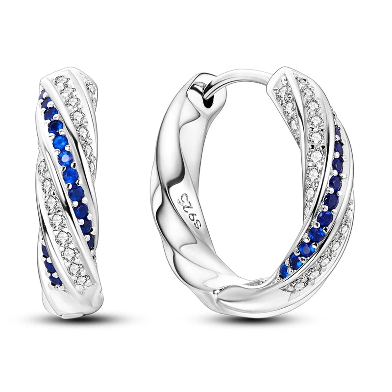 Original 925 Sterling Silber Blaue Zirkonium Schmetterling Ohrringe Farbige Creolen Frauen Weibliche Party Edlen Ohrring Schmuck
