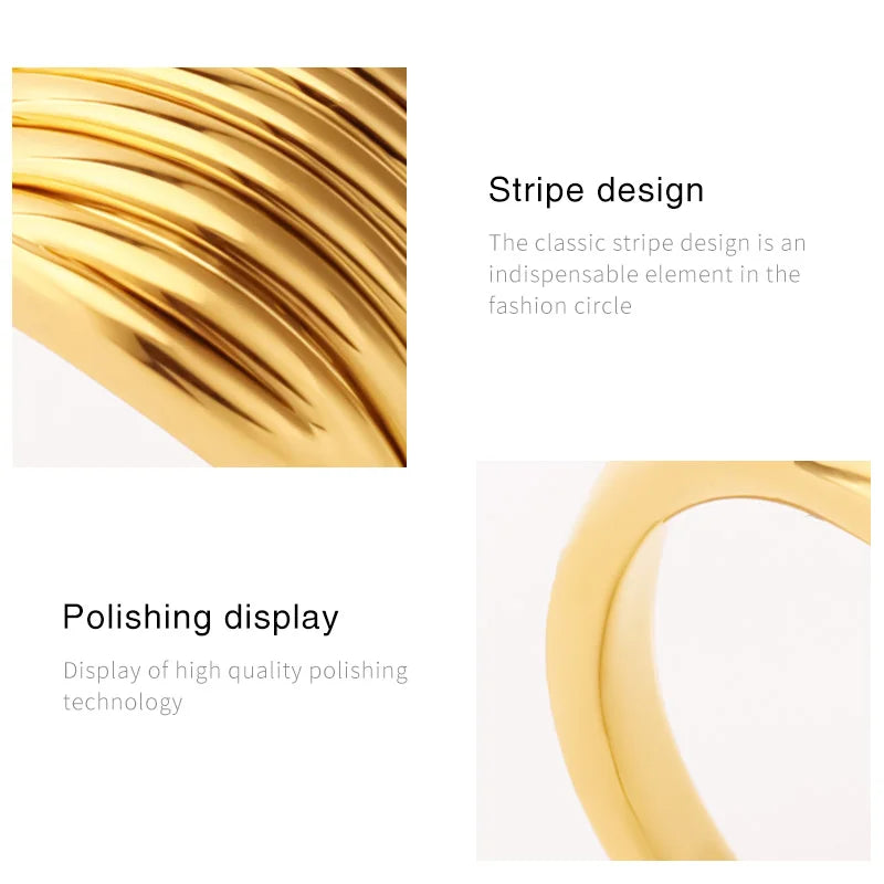 VAROLE Minimalismus Welligkeit Chunky Ringe Für Frauen Gold Farbe Hochzeit Ring Modeschmuck Urlaub Bague