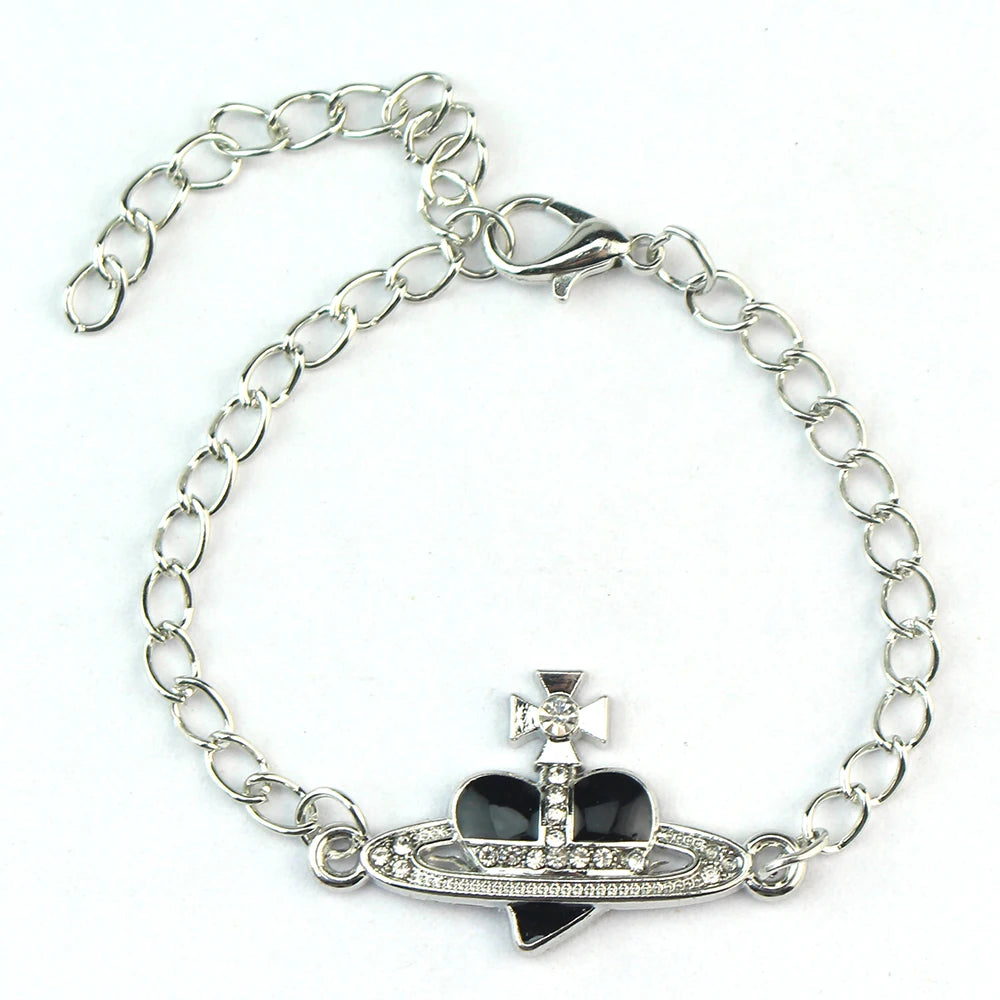 Trendiges Armband Saturn Strass Kristall Planet Saturn Anhänger für Frauen Mode Charm Schmuck Geschenk
