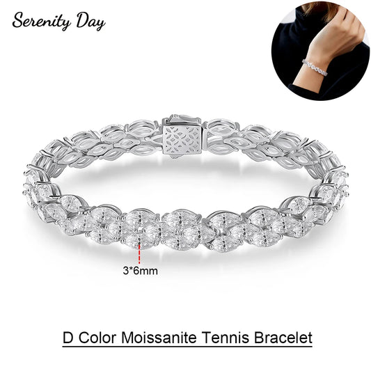 Serenity Marquise Cut D Farbe Moissanit Tennis Armband für Frauen Mann 100 % S925 Sterling Silber Armband vergoldet 18K Handkette