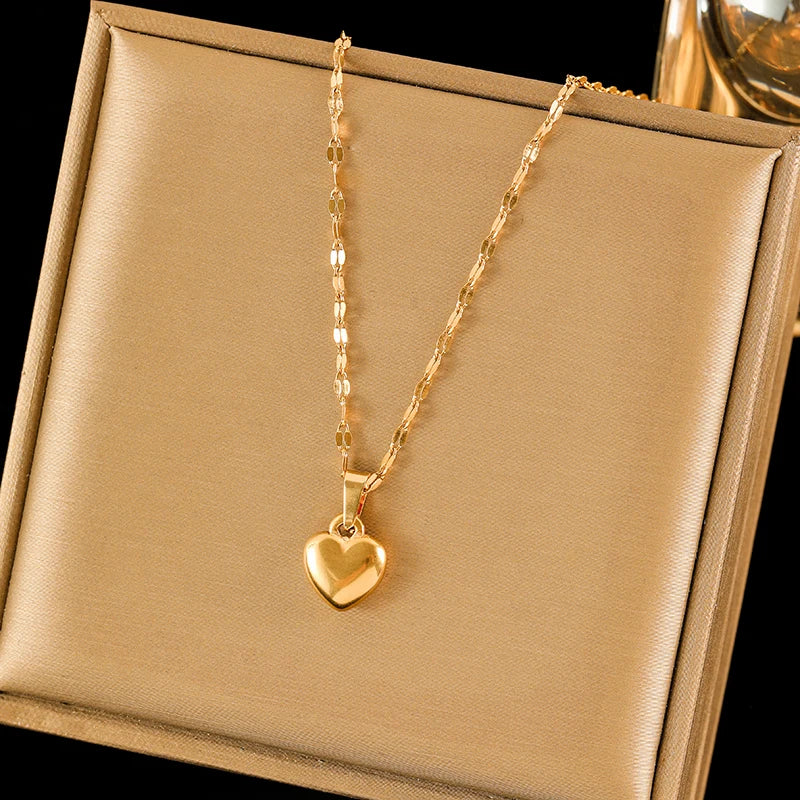 EILIECK 316L Edelstahl Herz Liebe Halskette Armbänder Ohrringe Set Für Frauen Neue Trendy 18K Gold Überzogene Wasserdichte Schmuck