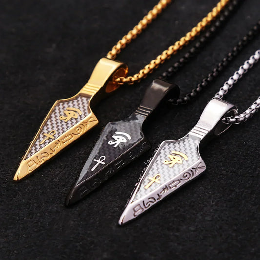Männer Edelstahl Ankh Kreuz Speerspitze Anhänger Halsketten Mode Vintage Auge des Horus Halskette Punk Amulett Schmuck Großhandel