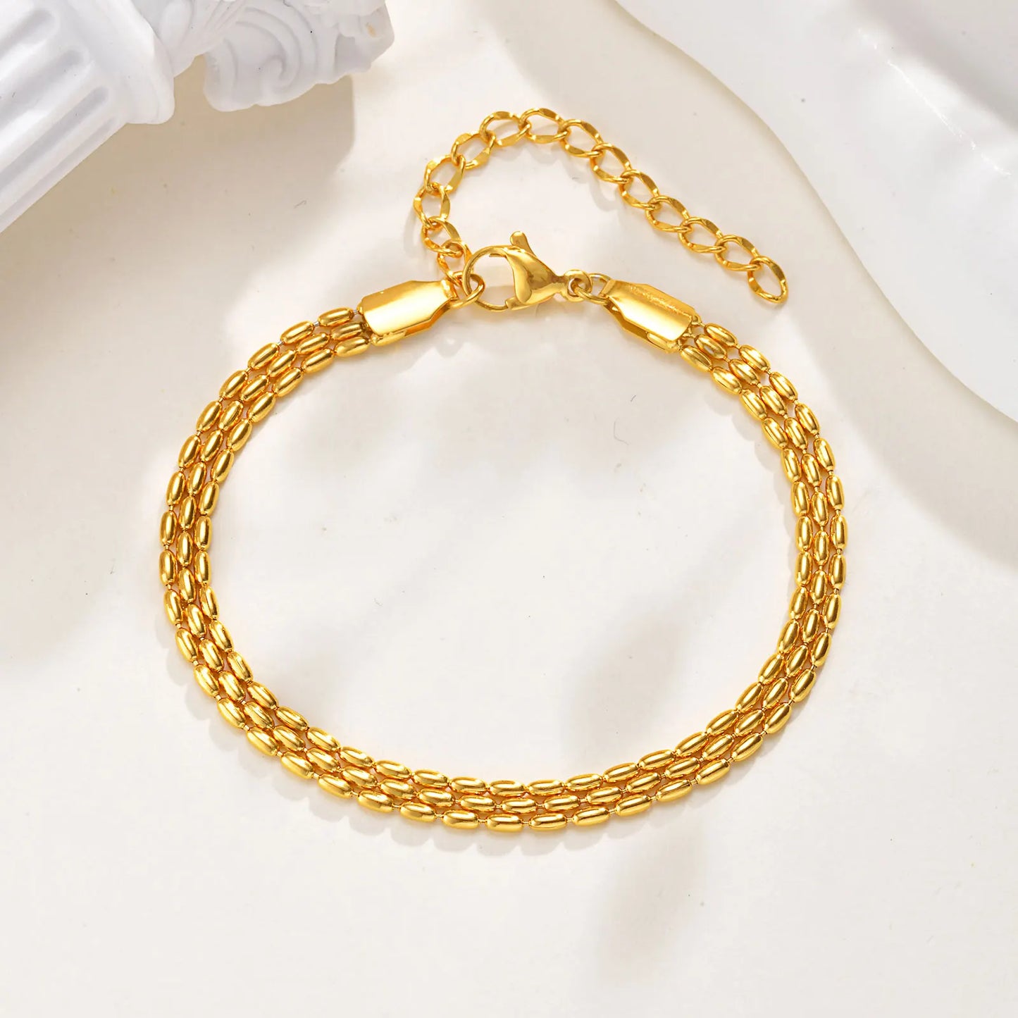 Klassisches mehrschichtiges Perlenkettenarmband, Damenarmbänder aus Edelstahl, trendiger Schmuck als Muttertagsgeschenk