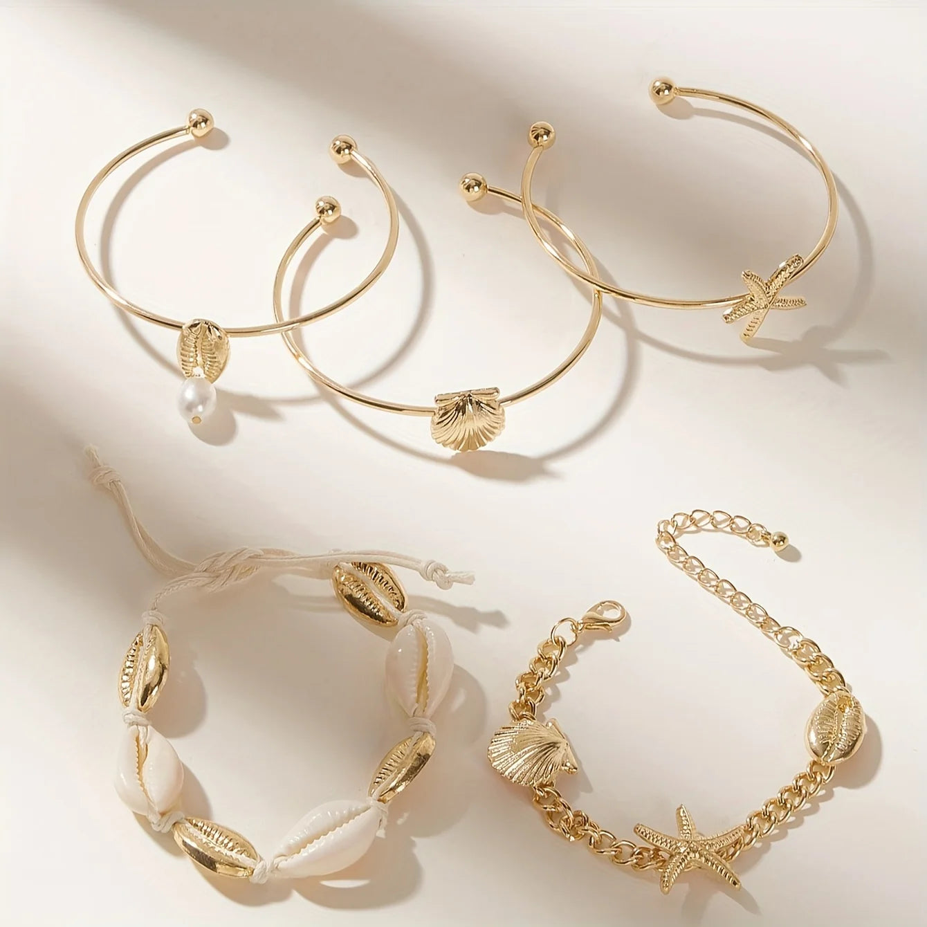 Mode Luxus Damen Armband Seestern Shell Anhänger Armband Set Strand Urlaub Zubehör