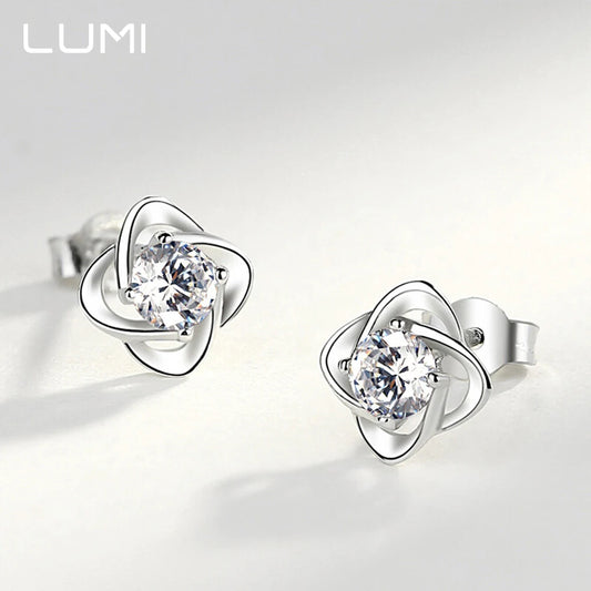 0,5–1 Karat glückliche vierblättrige Kleeblatt-Moissanit-Damen-Ohrstecker – hypoallergener 925er-Sterlingsilber-Edelschmuck, Jubiläums-Gi
