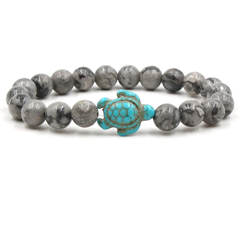 Neue Meeresschildkröte Perlen Armbänder Für Frauen Männer Klassische 14 Farben Naturstein Elastische Freundschaft Armband Strand Schmuck Geschenke