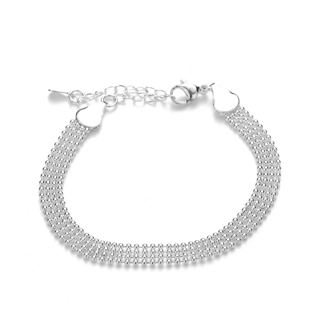 Charms 925 Sterling Silber Armbänder Perlen Kette für Frauen Männer Hochzeit Dame Edler Hübscher Schmuck Mode Schöne Kette 20 cm 8 Zoll