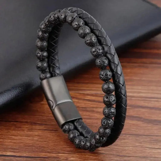 Edelstahl Armband Tigerauge Stein Perlen Armband Natürliche Lava Stein Perlen Edelstahl Armband Männer Frauen Schmuck