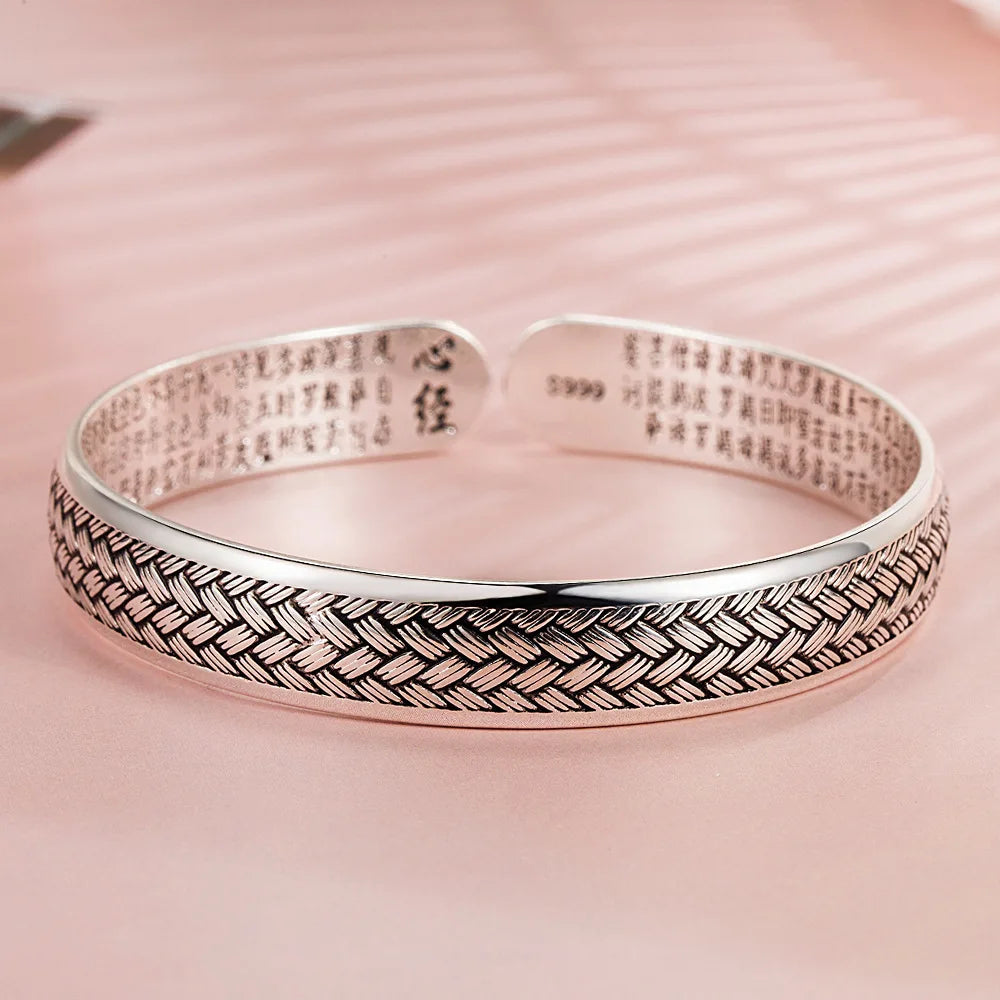 Offener schwarzer Armreif aus 925er-Sterlingsilber, gewebt, Damen-Handarmbänder, Luxus-Designer-Schmuck, Accessoires, Geschenke