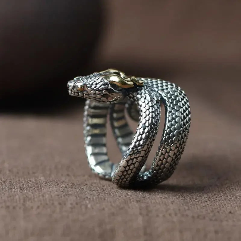 Retro Nordic Riesen Schlange Jormungand Ring für Frauen Männer Silber Farbe Tier Ringe Trendy Schmuck Zubehör