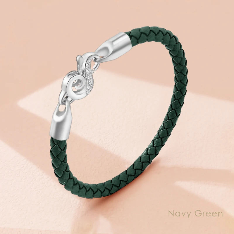 Neue 100% S925 Sterling Silber Haken Armband für Frauen Echtes Geflochtenes Leder Armband Weibliche Mode Schmuck Weihnachten Geschenke
