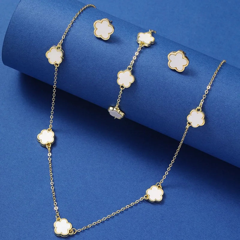 Neue eingelegte Zirkon Perle Halskette Ring Ohrringe dreiteiliges Set für Frauen stilvolle tägliche Accessoires Party Schmuck Geburtstags geschenke