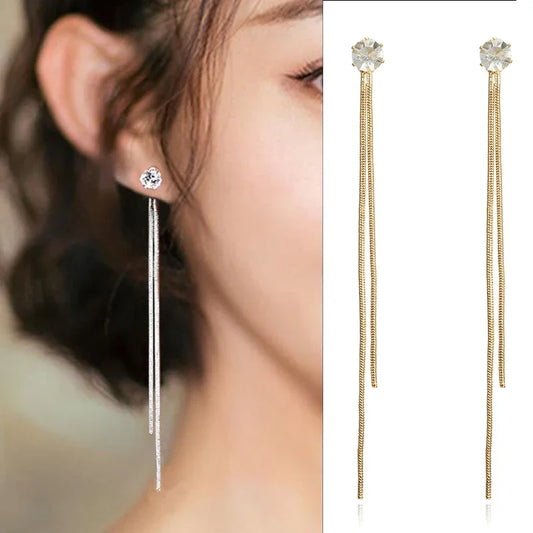 Mode Kristall Lange Quaste Baumeln Ohrringe für Frauen Elegante Temperament Tropfen Ohrring Trend Schmuck Geschenk Mehrere tragen methode