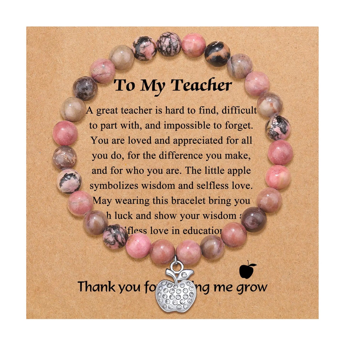 Mode Naturstein rosa Perlen Armband für Frauen Sonnenstein Perlen Armband Schmuck handgemachte sinnvolle Geschenke für Lehrer