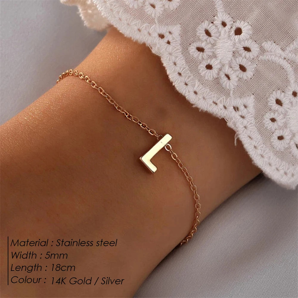eManco Muttertag DIY Hauptstadt-Anfangsarmbänder Edelstahlschmuck Einfaches vergoldetes Armband 48-Stunden-Versand