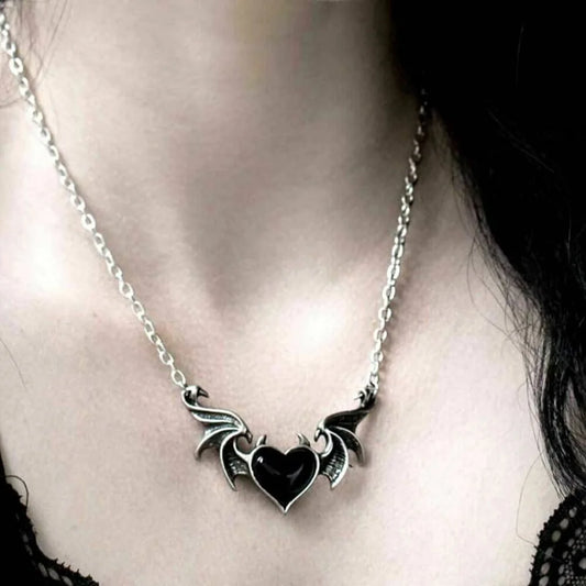 Gothic Vampire Bat Halskette Herz Anhänger Halskette Für Männer Frauen Hexe Schmuck Zubehör Bat Charme Halsband Beste Freund Geschenke