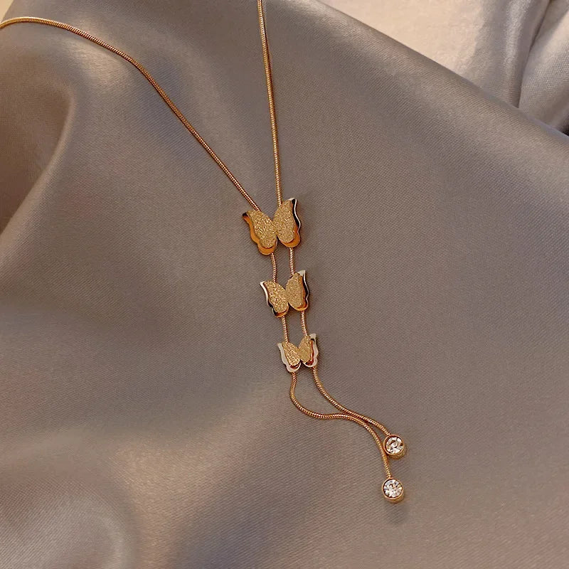 Edelstahl Schmetterling Creolen Für Frauen Schmuck Geschenk Weibliche Lange Quaste Matt Matte Tropfen Ohrringe Koreanische Gesendet Kostenlos