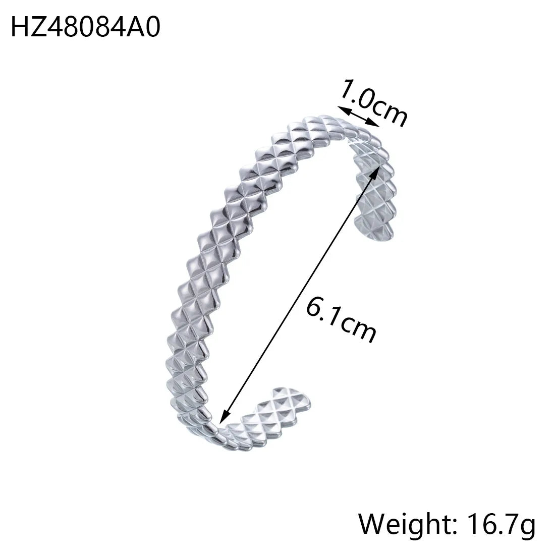 CARLIDANA Minimalistisches, hochwertiges neues Design, PVD-Silberfarbe, Edelstahl, modische Manschette, hohle Armreifen, Armband für Frauen