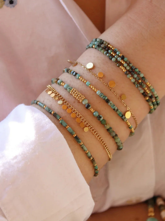 CCGOOD Natürliche türkisfarbene Armbänder für Frauen, Boho, verstellbares Schmuckarmband, Geschenk für Sie, Pulseras, 3 mm, 4 mm, handgefertigter Schmuck