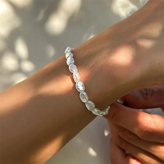 Neue Mode Oval Imitation Perle Kette Armband Halskette Männer Frauen Handgemachte Klassische Kette Perlen Armband für Männer Schmuck Set
