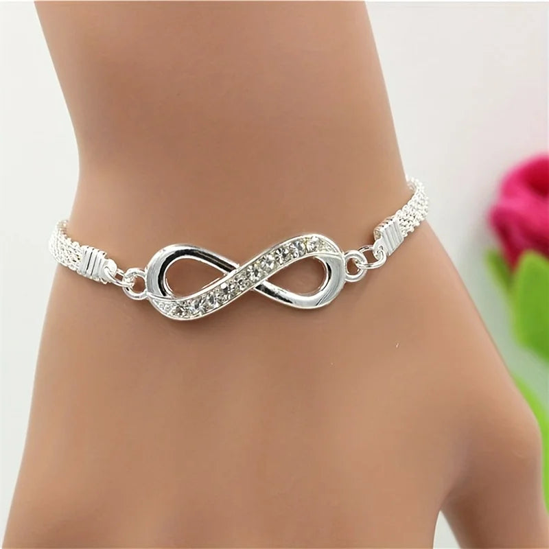 Strass-Unendlichkeitsarmband, Legierungssymbol, Nummer 8, Armband für Damen und Herren, Modeschmuck