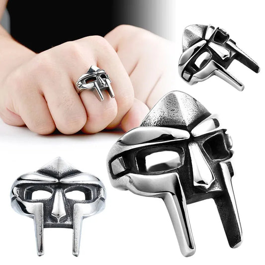 Vintage Klassische Goth Hip Hop Mf Doom Maske Ringe Für Männer Jungen Punk Ägyptischen Pharao Edelstahl Ring Mode Schmuck Geschenke