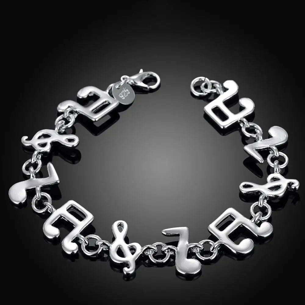 Heiße feine Musiknotenkette aus 925er-Sterlingsilber, Armbänder für Frauen, Hochzeit, Party, Studentin, Weihnachtsgeschenke, Modeschmuck