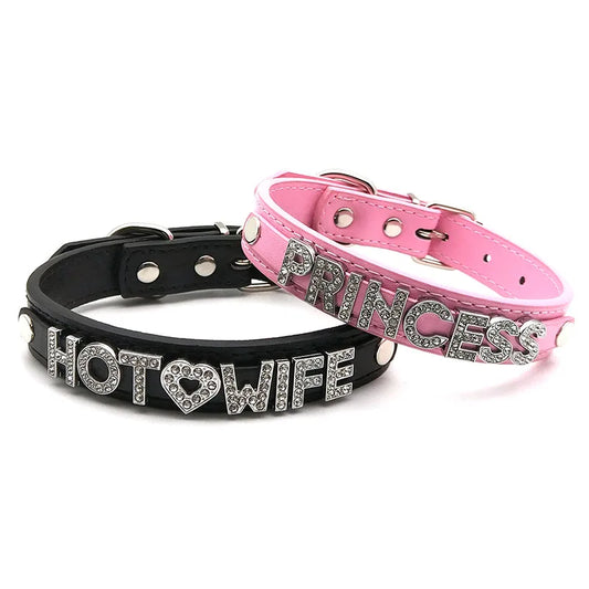 Sexy PU Leder Benutzerdefinierte Name Buchstaben Halsband Halsketten Männer Frauen Personalisierte Cosplay Angepasst Chocker Schmuck