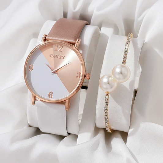 Frauen Uhr Set Luxus Mode Bunte PU Lederband Damen Quarz Armbanduhr Legierung Armband Für Damen Geschenk