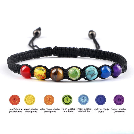 Handgewebtes 7-Chakra-Heilperlen-Armband für Männer, 6 mm, Naturstein, Gebetsarmbänder, Paare, modischer Armreif, Damen, Yoga, Schmuck, Geschenk
