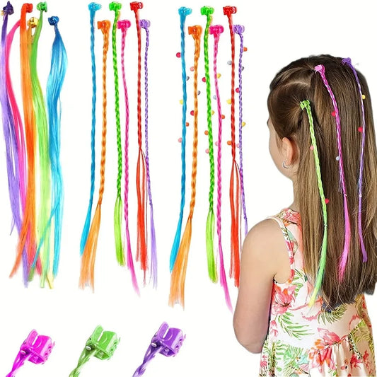 18-teilig für Kinder, bunte Haarverlängerungen mit Haarnadeln, Haarstyling-Zubehör für Kinder, Haarschmuck für Mädchen im Teenageralter