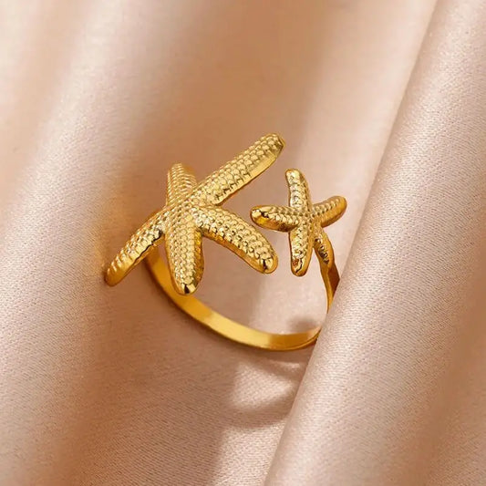 Edelstahl Seestern Offene Ringe Für Frauen Gold Farbe Geometrische Einstellbare Ring Hochzeit Party Mode Jewerly Geschenk anillos