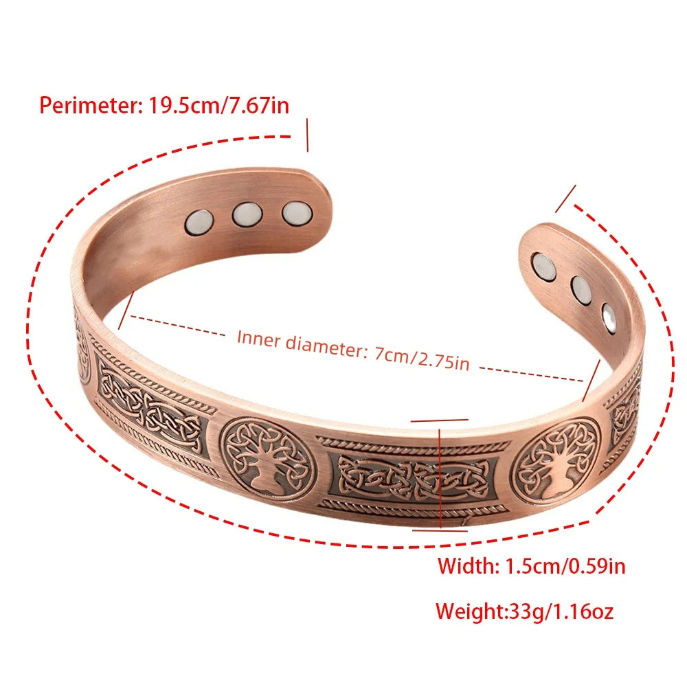 Heißes verkaufendes Magnet-Retro-Armband mit Lebensbaummuster-Anordnung, magnetisches antikes Kupferarmband für Herren