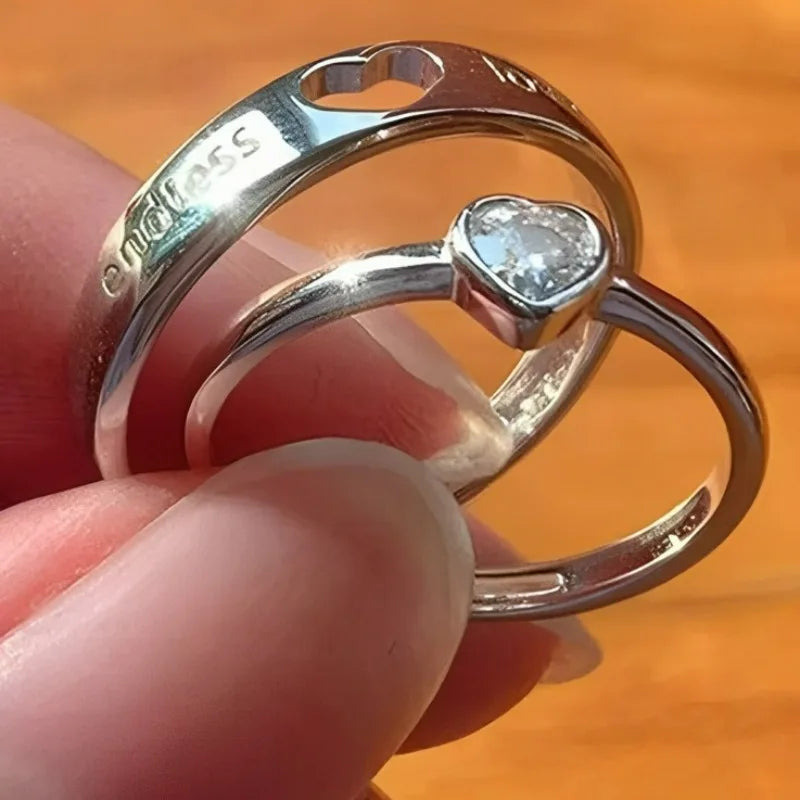 2 Teile/sätze Zirkon Liebe Herz Passenden Paar Ringe Für Immer Endlose Liebe Hochzeit Ring Für Frauen Männer Liebhaber Valentinstag schmuck