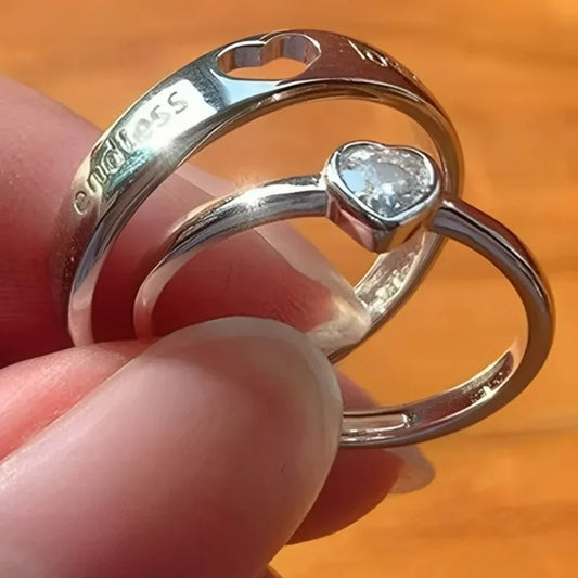 2 Teile/sätze Zirkon Liebe Herz Passenden Paar Ringe Für Immer Endlose Liebe Hochzeit Ring Für Frauen Männer Liebhaber Valentinstag schmuck