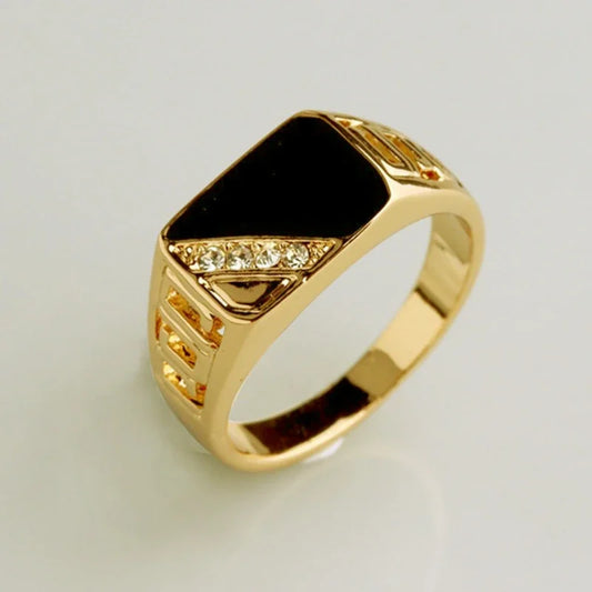 Klassische Größe 5-12 Männer Strass Ringe Fashion Party Schmuck Gold/Silber-Farbe Schwarz Emaille Männliche Finger Titan edelstahl Ring