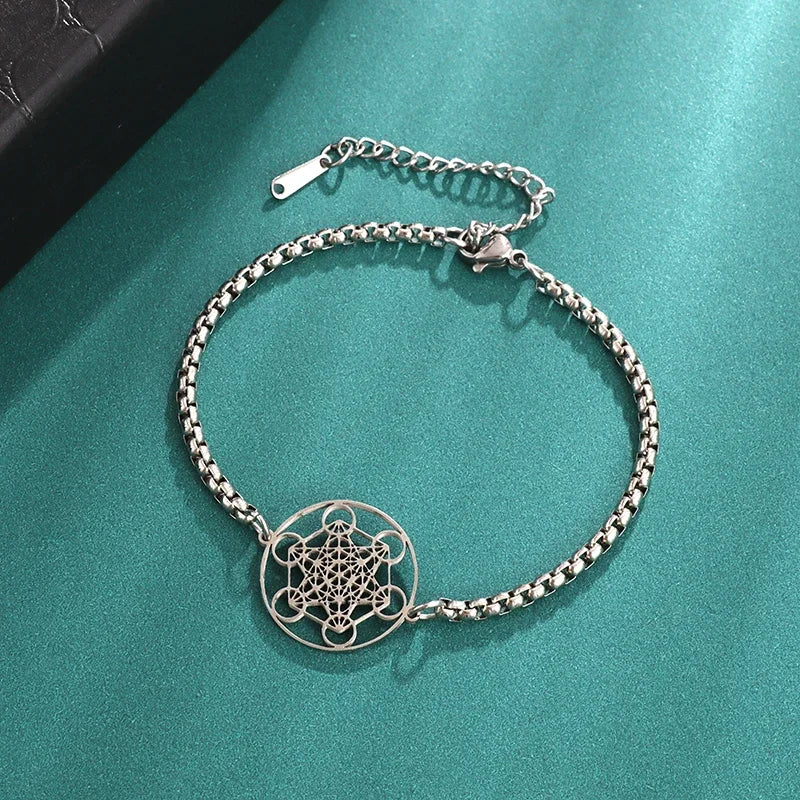 Metatron Würfel Armband Damen Edelstahl Erzengel Tag Armband Herrenmode Heilige Geometrie Amulett Schmuck Geschenk