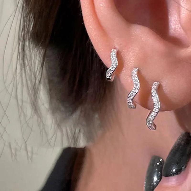1PCS Edelstahl Minimal Creolen Kristall Zirkonia Kleine Huggie Dünne Knorpel Ohrring Helix Tragus Piercing Schmuck