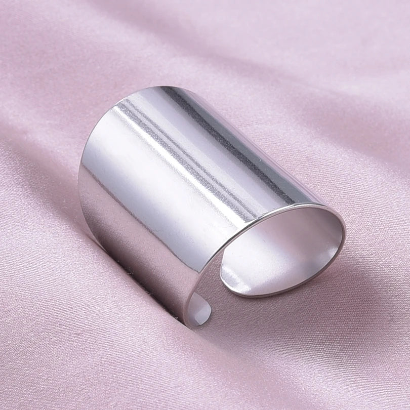 1/2/3 stücke mischen Farbe klobigen breiten Ring offene Edelstahl ringe für Frauen Männer Accessoires unregelmäßige Oberfläche kpop Modeschmuck