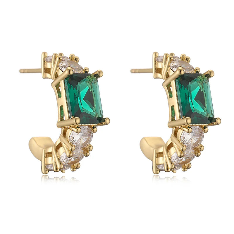 Hecheng, Schmuck Set Frauen Halskette Ohrringe Armband Ring Stud Hoop Tennis Halsreif grünen Stein Herz Hochzeits feier Luxus